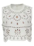 Alexis Tavy cut-out embellished top - White