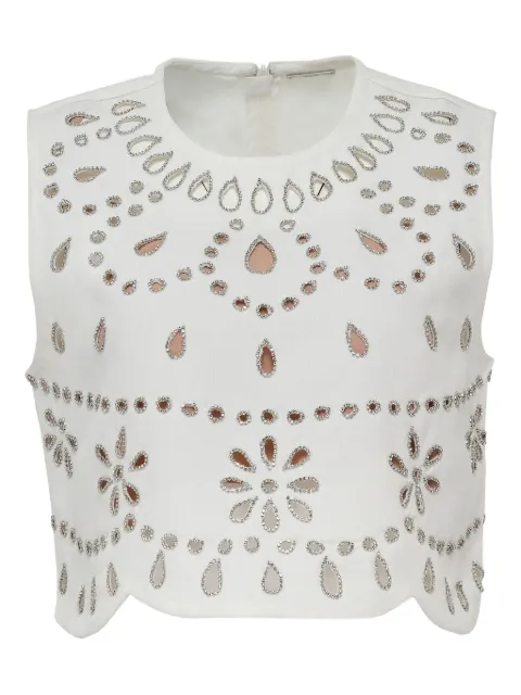 Alexis Tavy cut-out embellished top