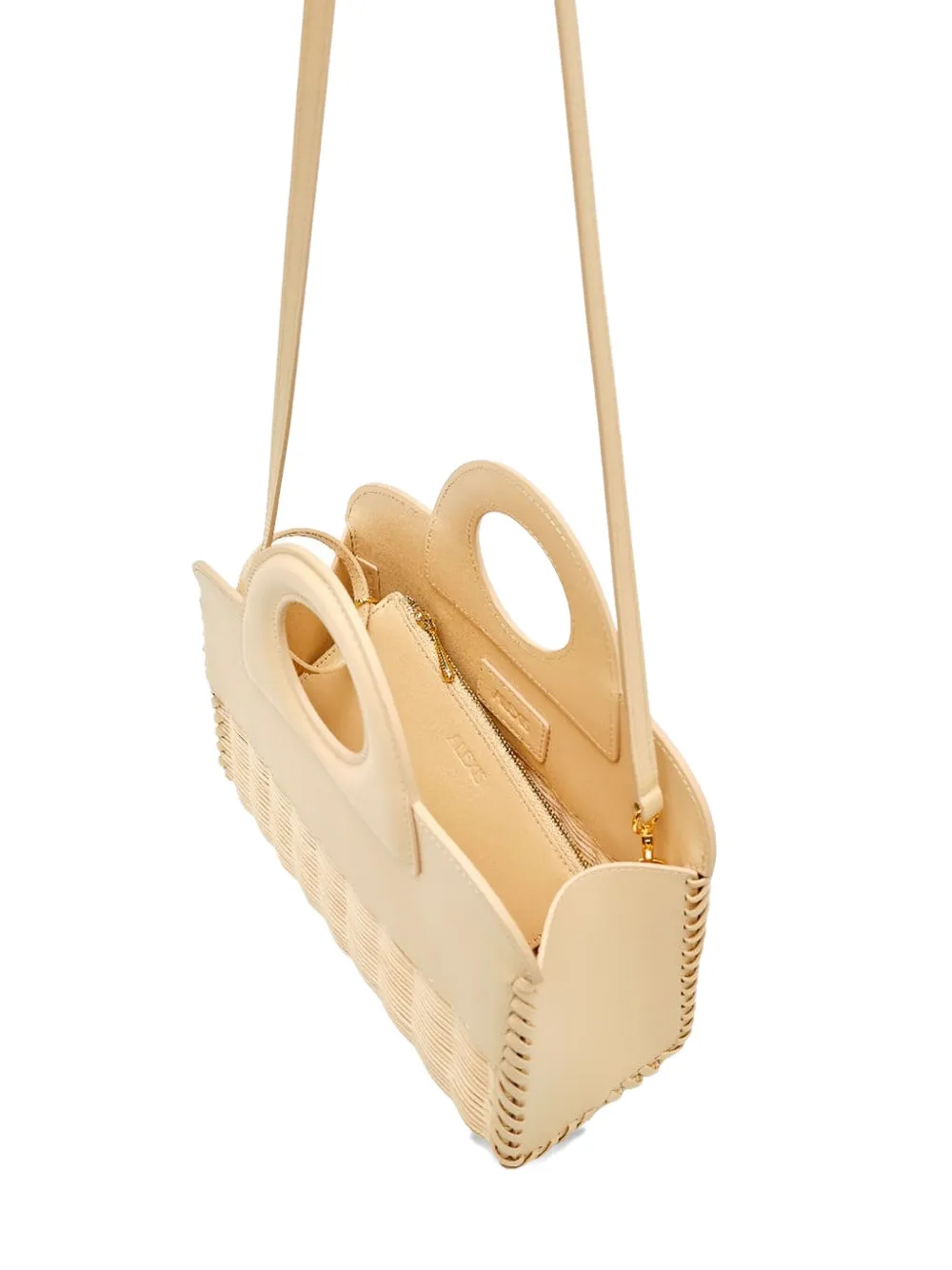 Alexis Geweven crossbodytas met leren afwerking Beige