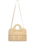 Alexis leather-trimmed woven cross body bag - Neutrals