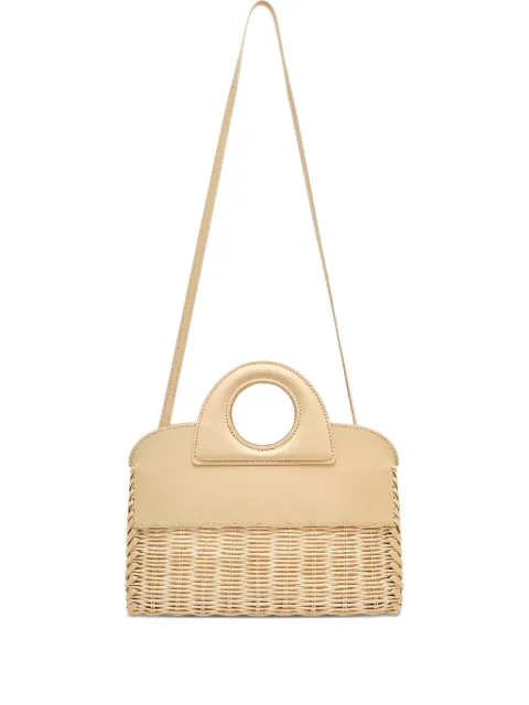 Alexis leather-trimmed woven cross body bag