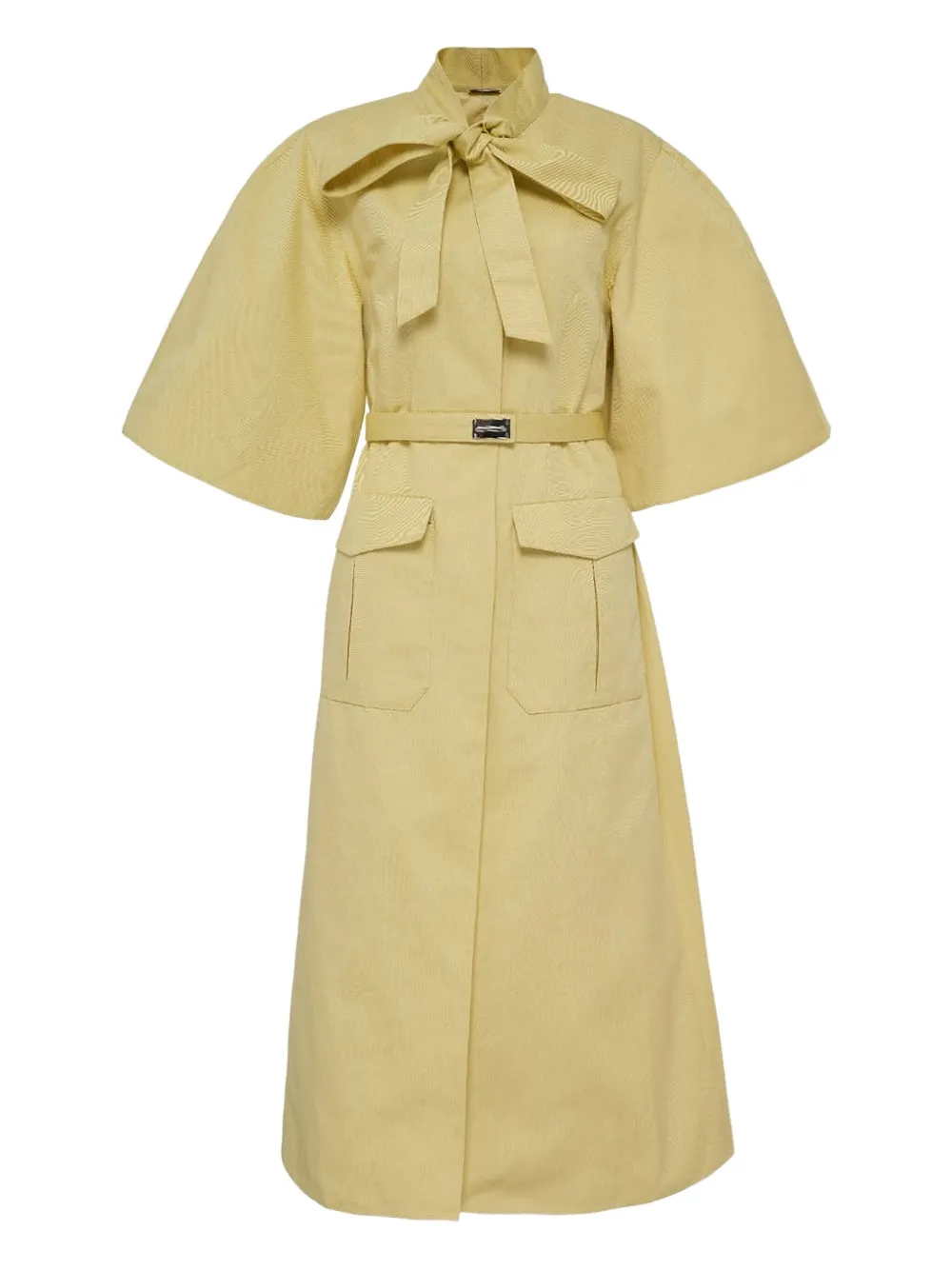 Alexis Ilardi belted puff-sleeve midi dress Geel