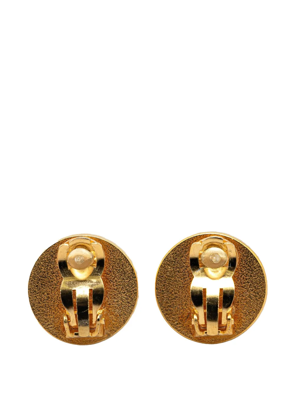 CHANEL Pre-Owned 1996 Gold Plated Acrylic CC Button Clip On Earrings costume earrings - Goud