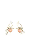 CHANEL Pre-Owned 2009 Gold Plated Heart Crystal Wings Hoop Push Back Earrings costume earrings