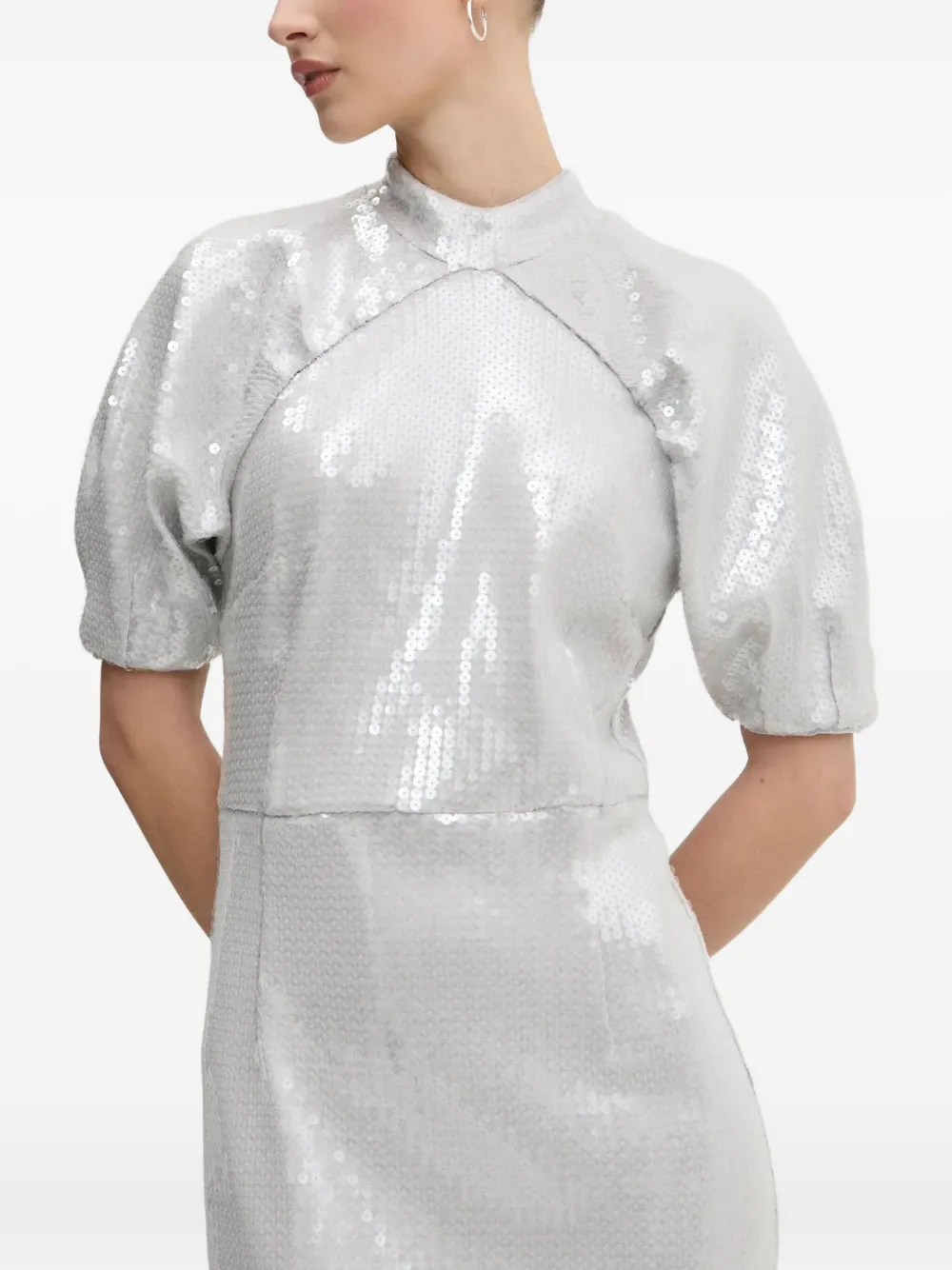 ROTATE BIRGER CHRISTENSEN puff-sleeve sequinned dress | Grey | Image 1