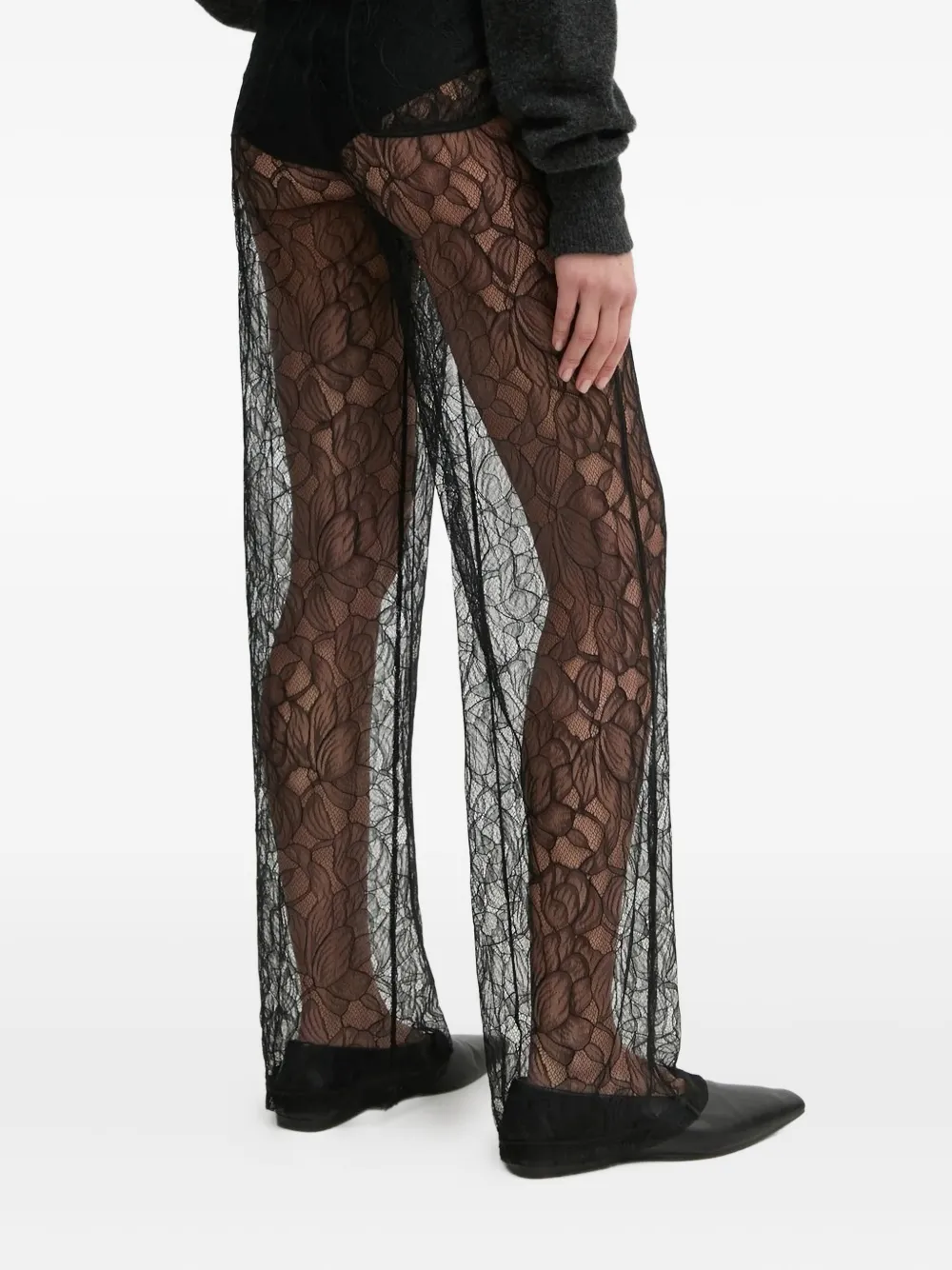 SAMSOE SAMSOE floral-lace trousers - Zwart
