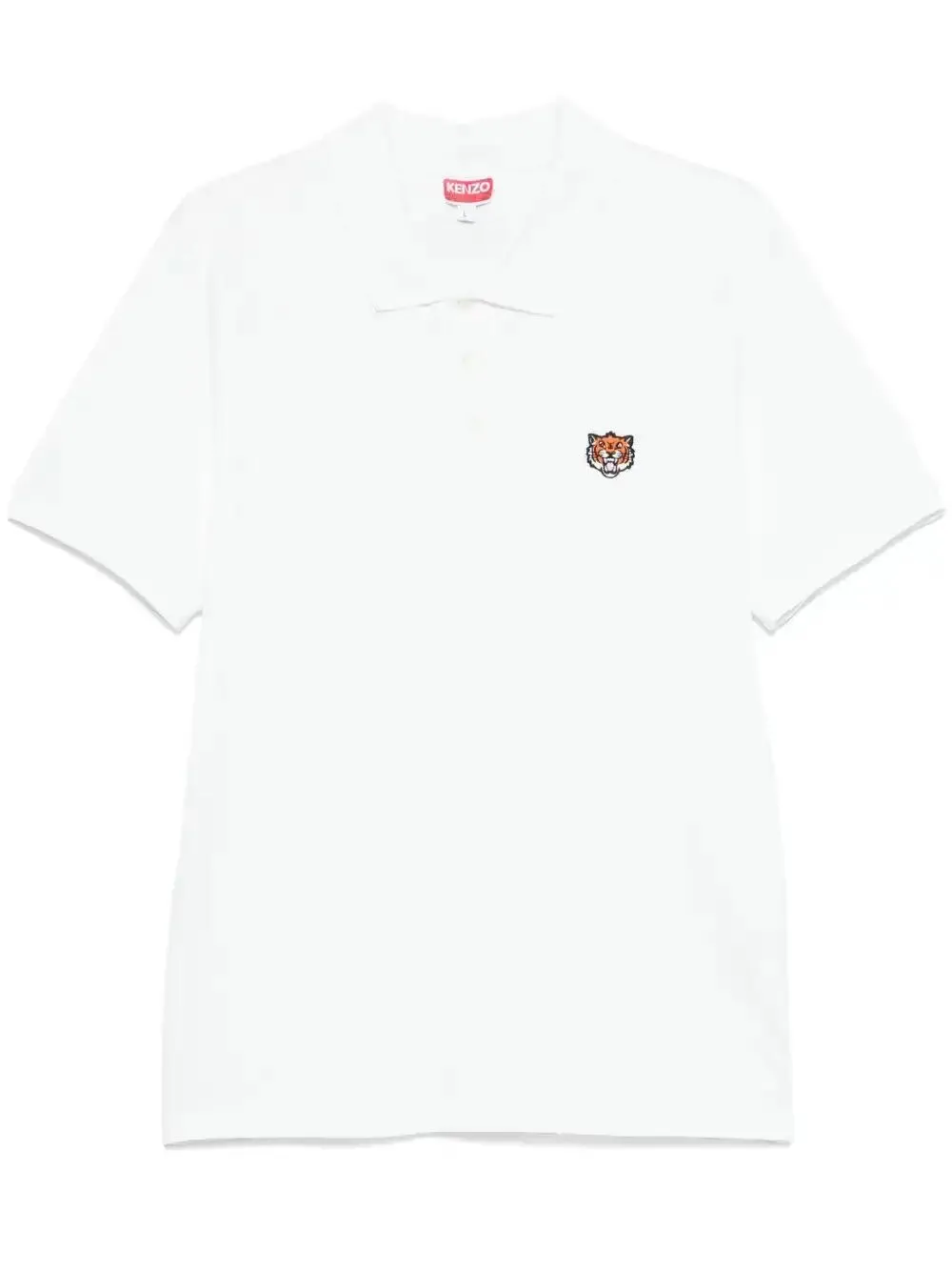 Kenzo Happy Tiger Embroidered Polo Shirt In White