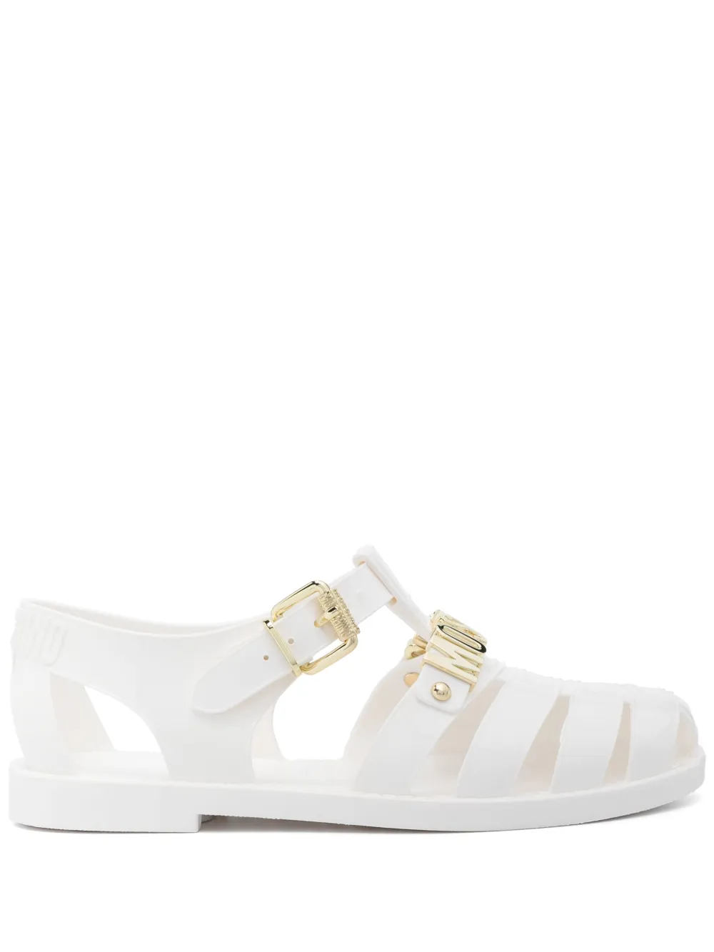 Moschino logo lettering sandals White