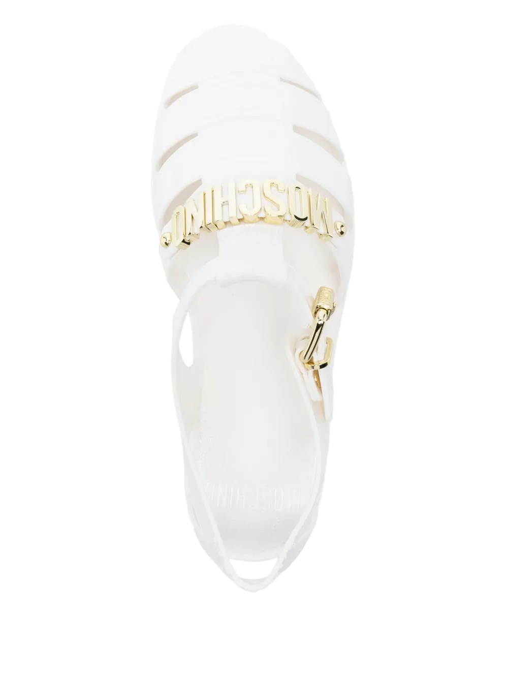 Moschino logo lettering sandals White