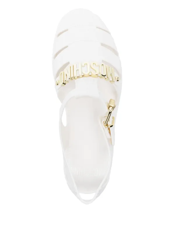 Moschino Logo Lettering Sandals | White | FARFETCH