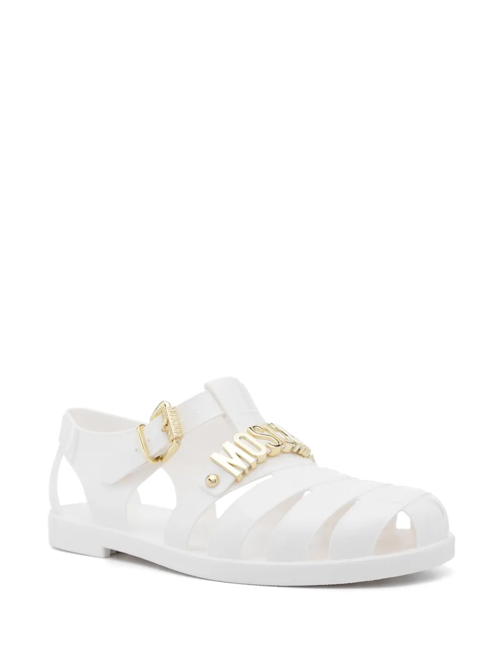 Moschino logo lettering sandals White