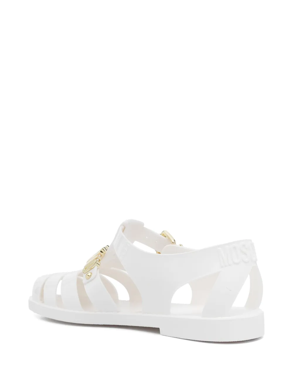 Moschino logo lettering sandals White