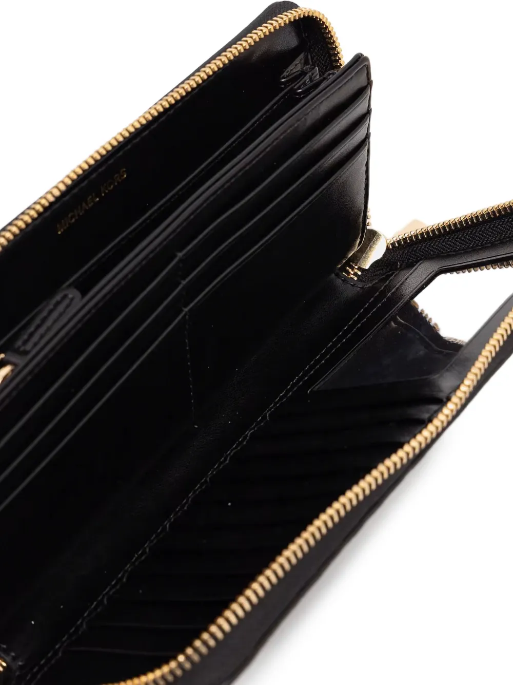 Michael Kors Portemonnee van bewerkt leer met rits 1 BLACK