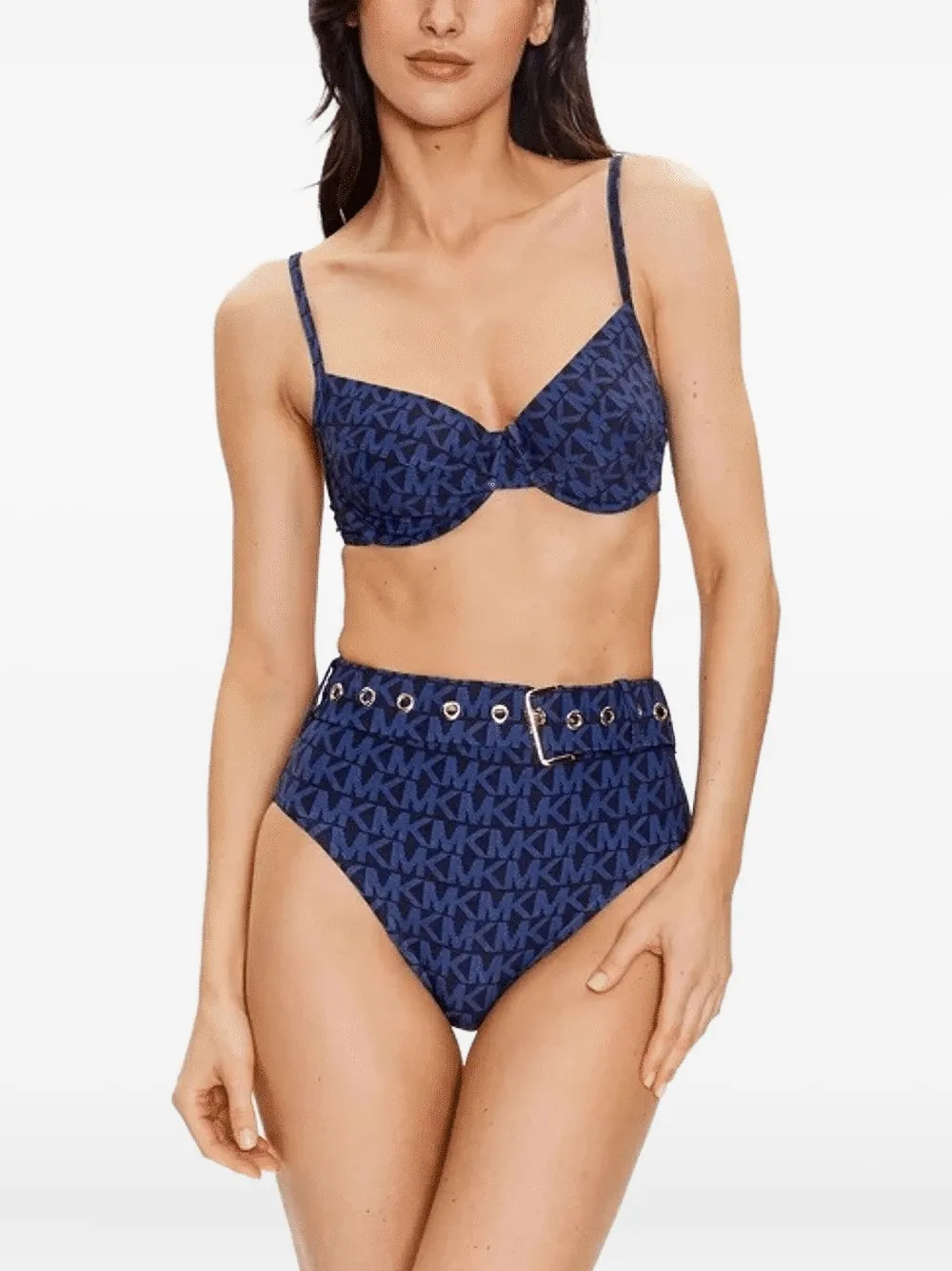 Michael Michael Kors Logo Belted Biking Briefs In Blue