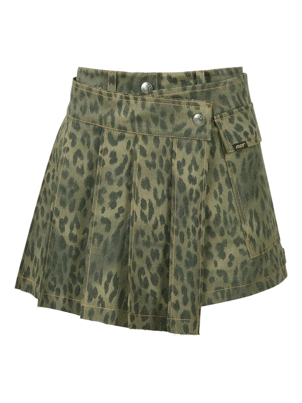 Andersson Bell Leopard-print Pleated Skort In Green