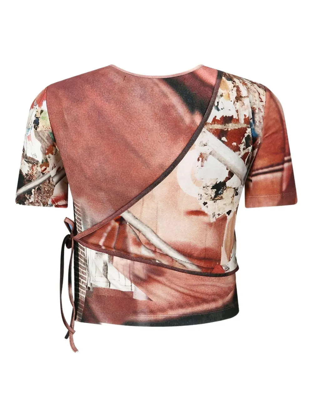 Andersson Bell Top met grafische print en strik aan de zijkant - Bruin