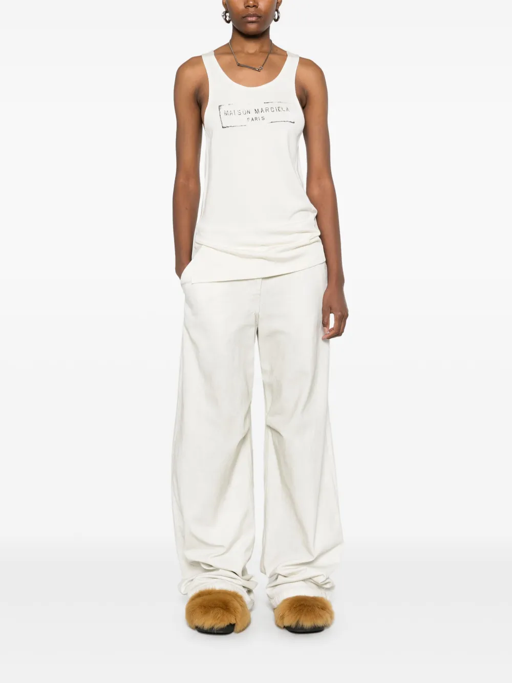 Maison Margiela Tanktop met logoprint - Beige