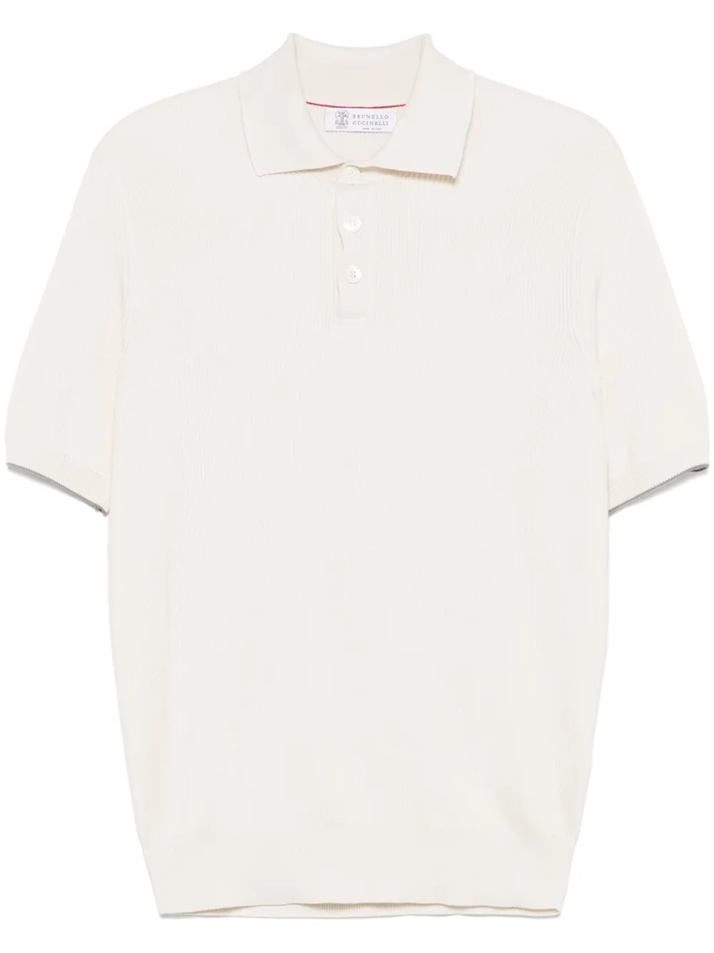 Brunello Cucinelli polo en maille fine nervurée | tons neutres | Image 1