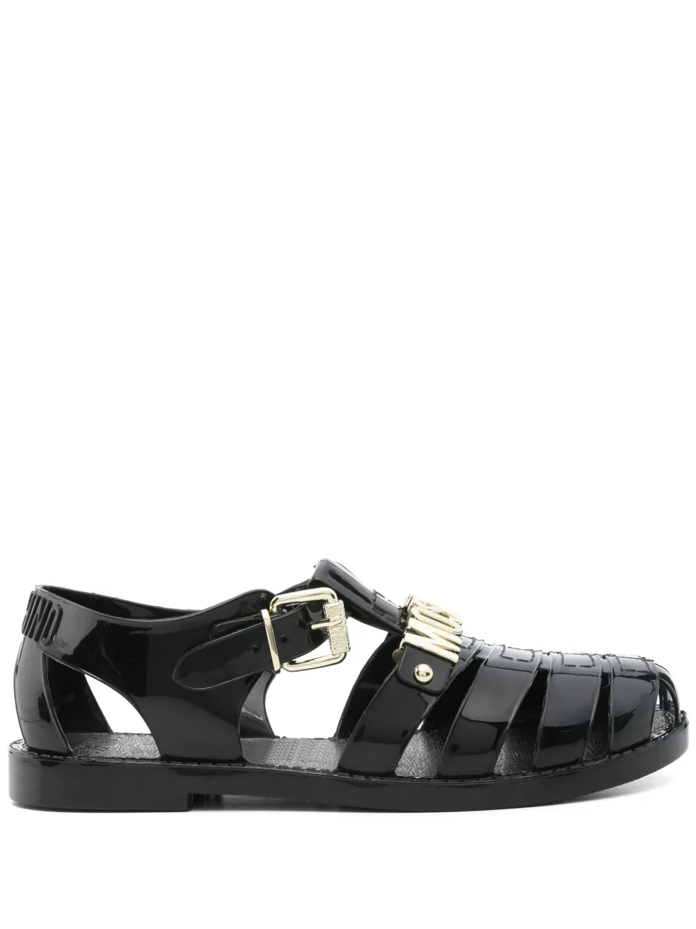 Moschino logo-lettering sandals Black