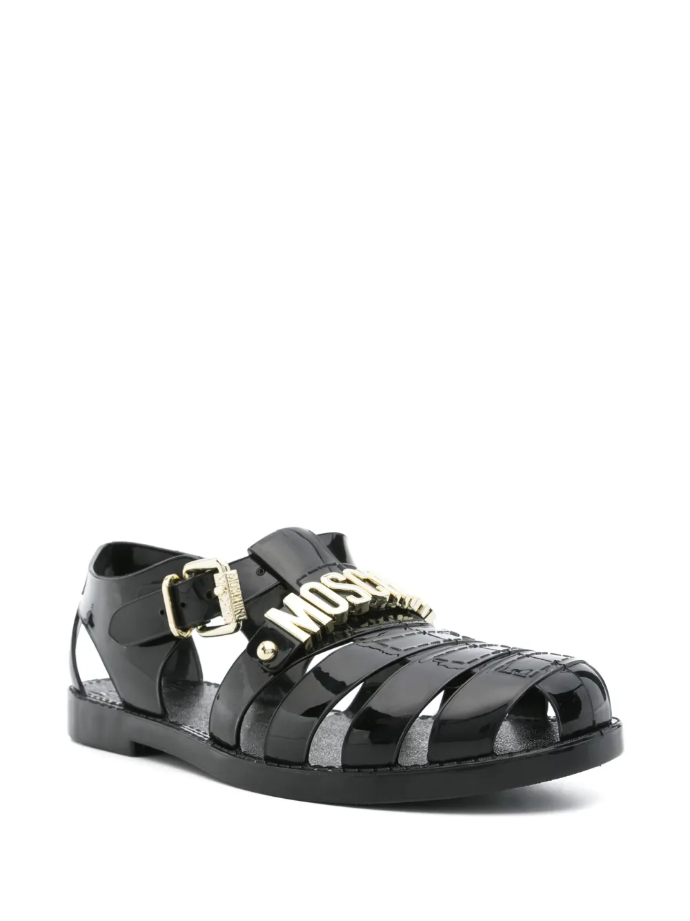 Moschino logo-lettering sandals Black