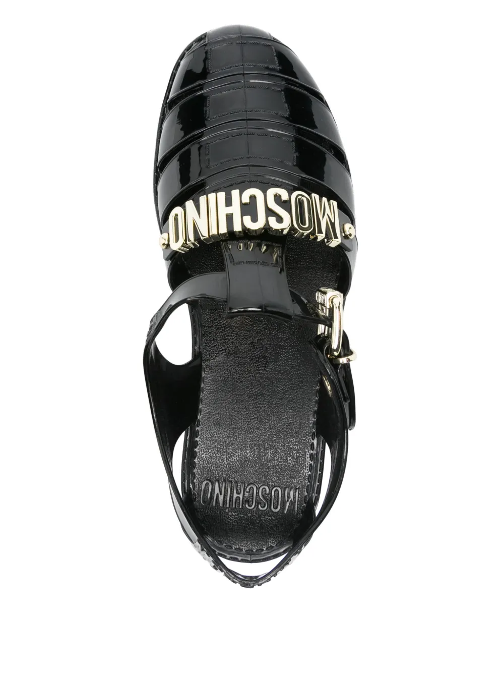 Moschino logo-lettering sandals Black