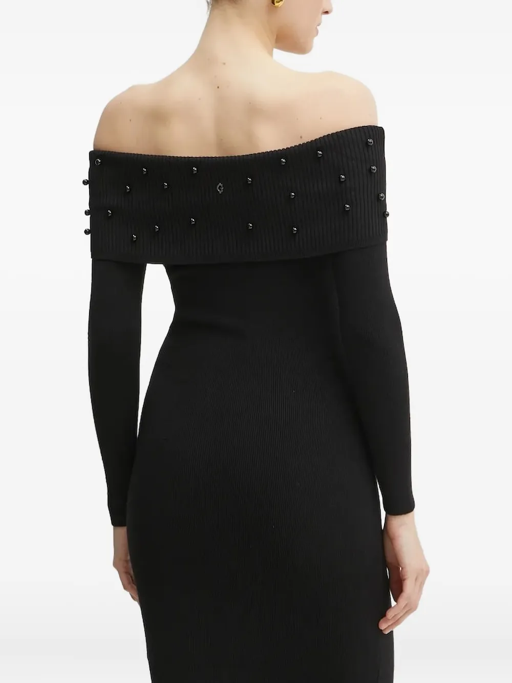 GUESS USA off-shoulder embellished midi dress - Zwart