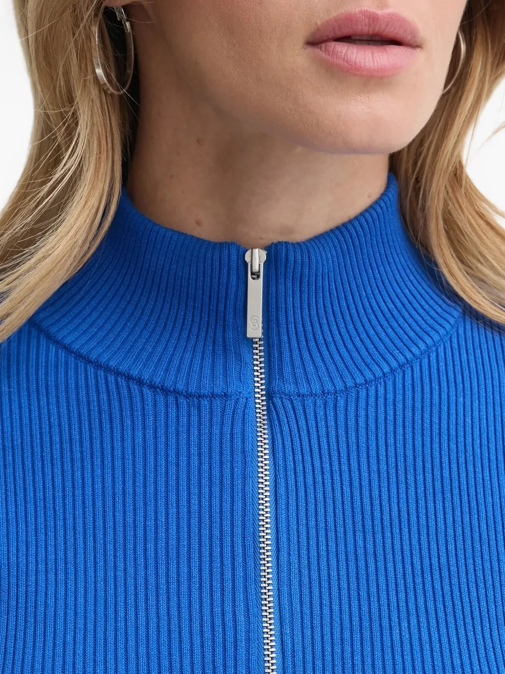 Gestuz Geribbelde trui met rits Blauw
