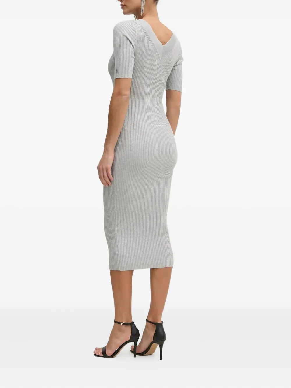 GUESS USA ribbed V-neck midi dress - Grijs