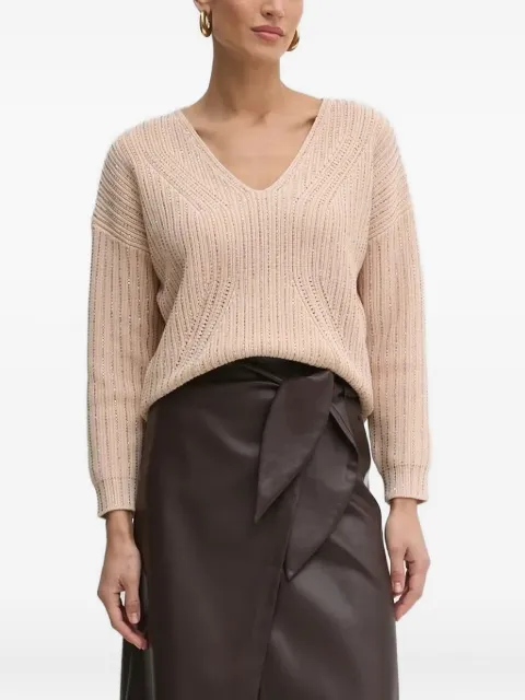 GUESS USA crystal-embellishment v-neck sweater
