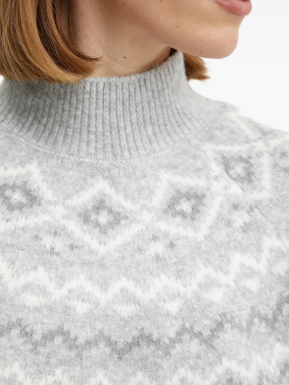 Guess Usa High-neck Patterned Sweater In Gray