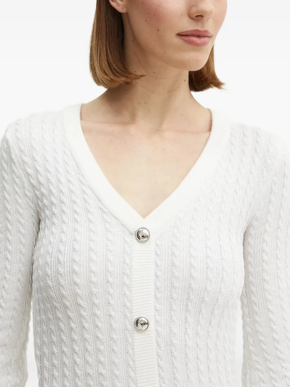 GUESS USA Kabelgebreide mini-jurk met knopen Wit