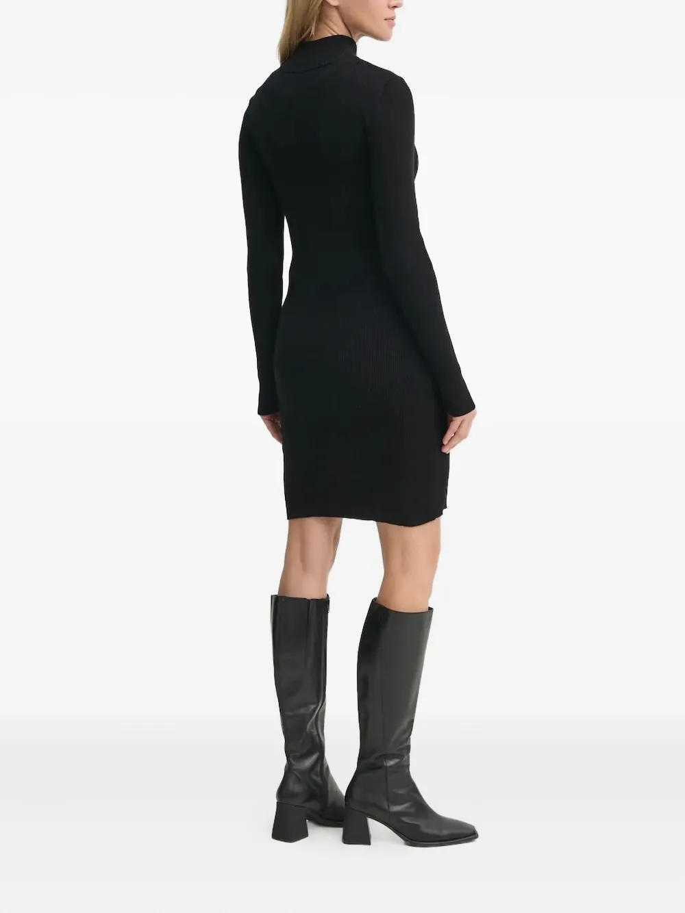 Gestuz ribbed zip-front dress - Zwart