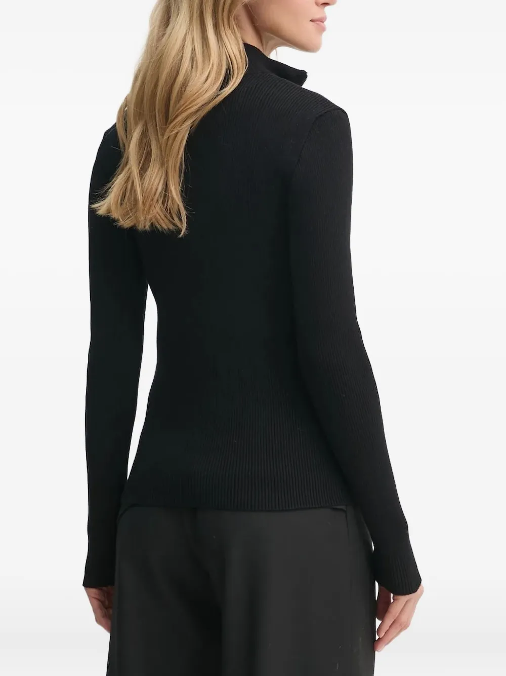 Gestuz Ribbed Half-zip Sweater In Black