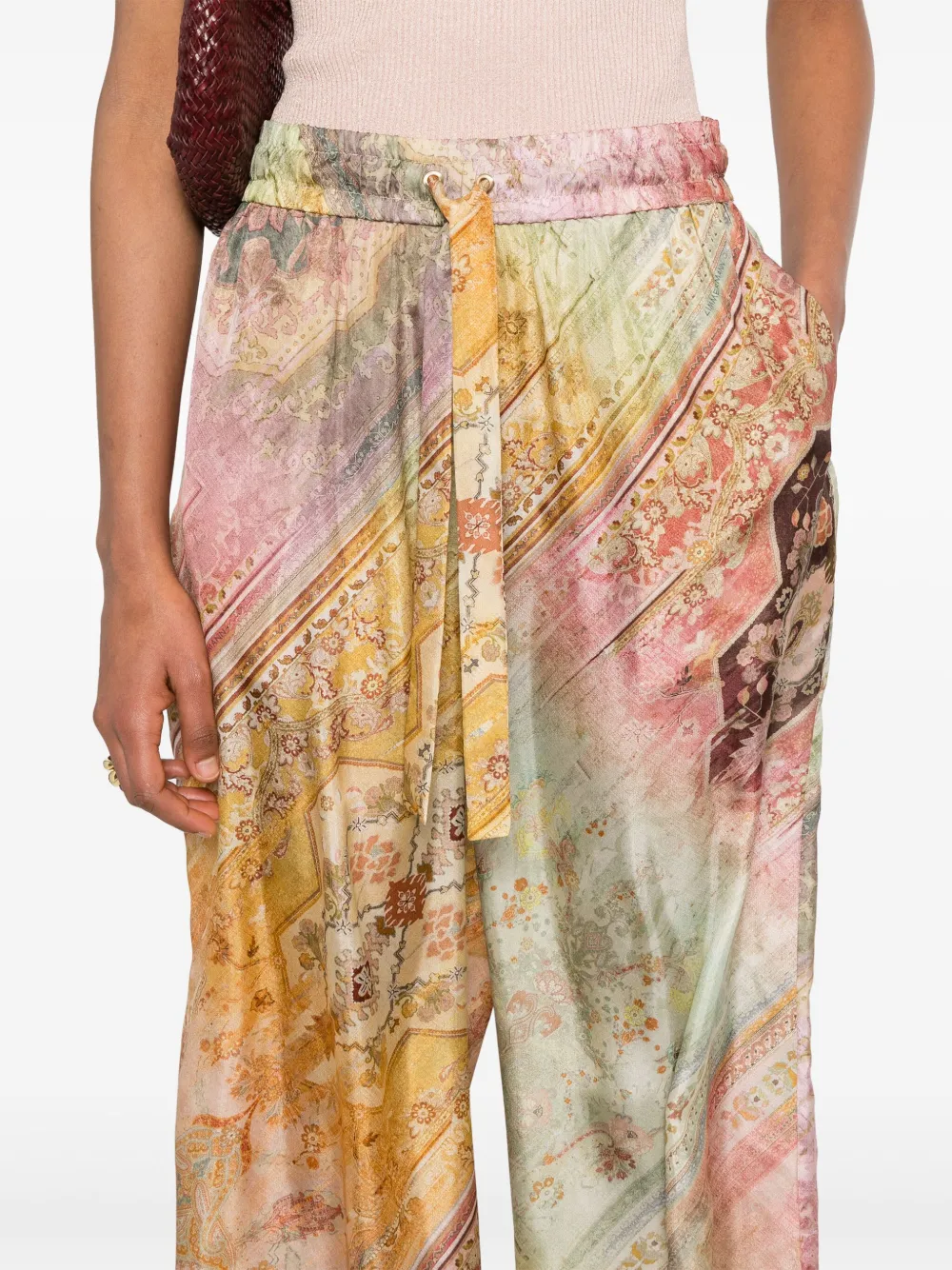 Zimmermann Womens Ombre Multi Tallow Relaxed-fit Silk Trousers Xs In Multi
