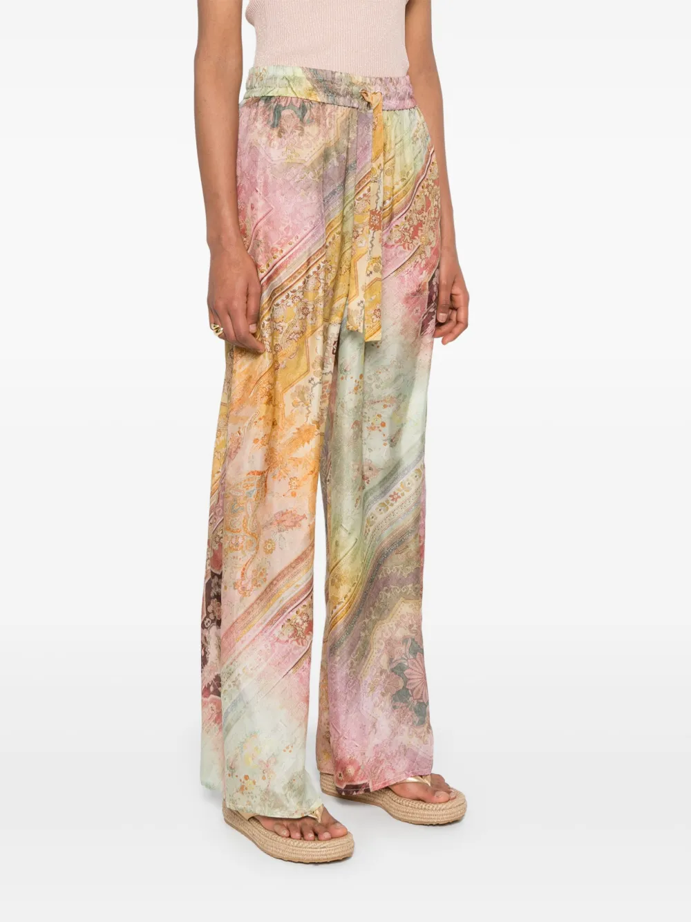 Zimmermann Womens Ombre Multi Tallow Relaxed-fit Silk Trousers Xs In Multi