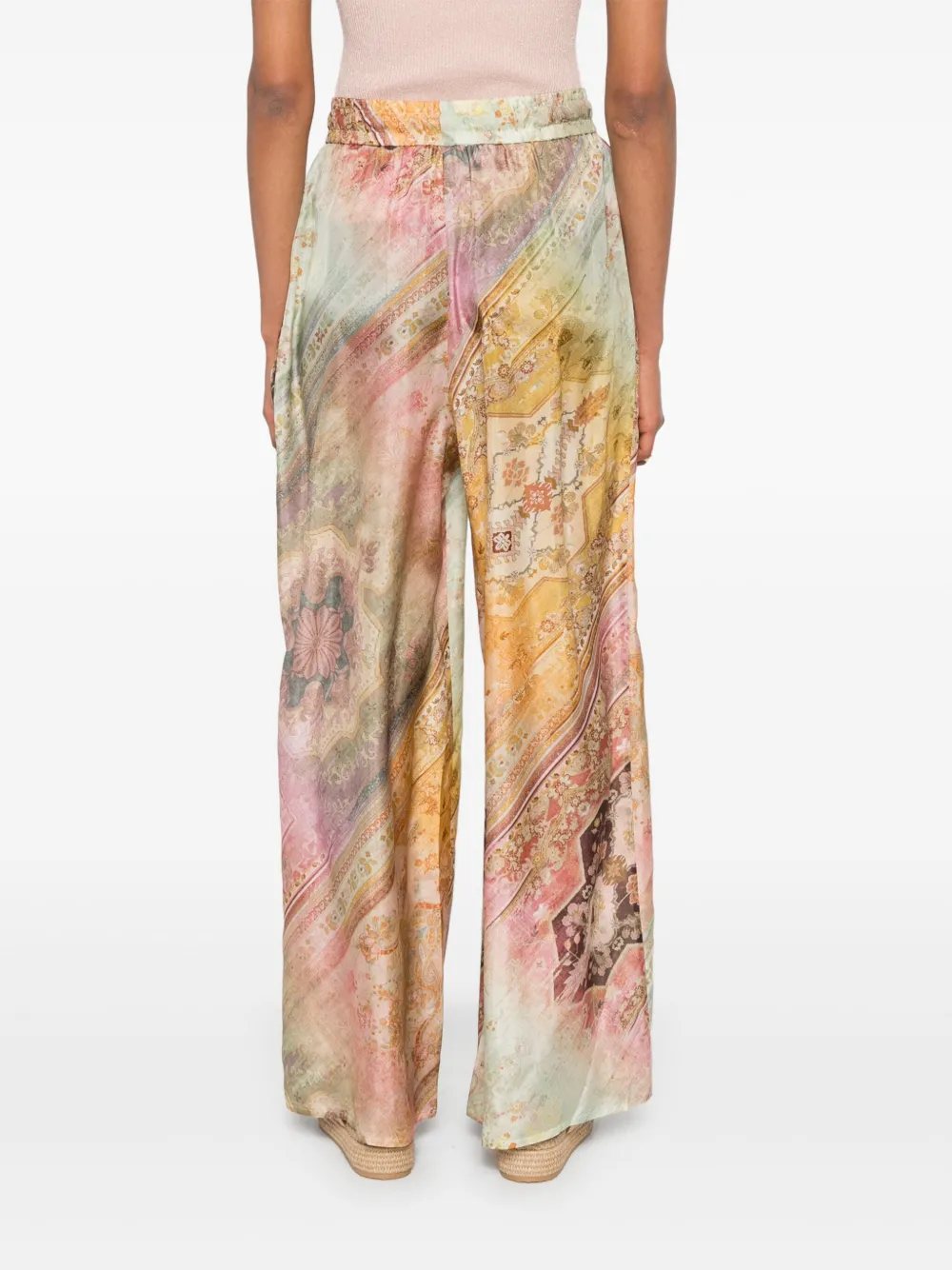 Zimmermann Womens Ombre Multi Tallow Relaxed-fit Silk Trousers Xs In Multi