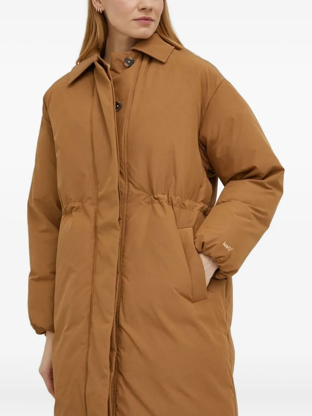 Levi's Button-fastening Puffer Trench Coat In Brown