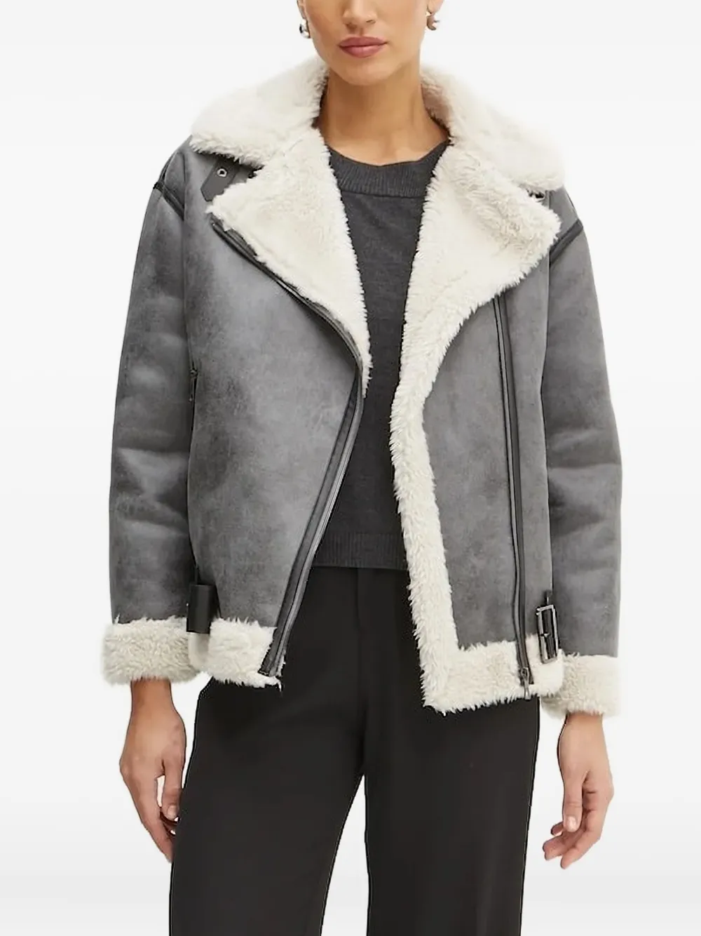 Liu •jo Belted Shealing Jacket In Gray