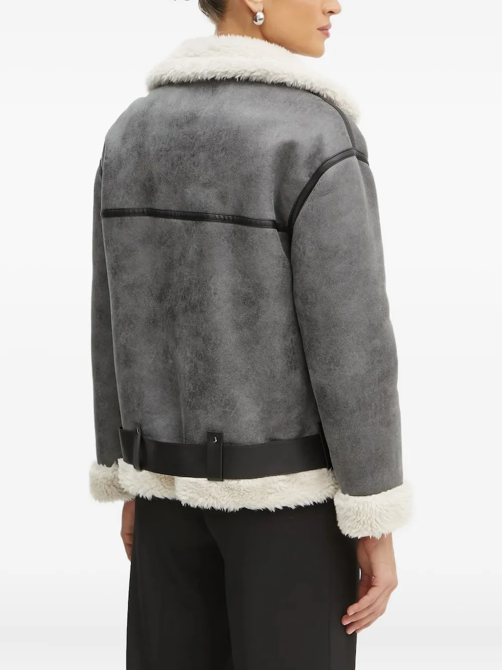 Liu •jo Belted Shealing Jacket In Gray