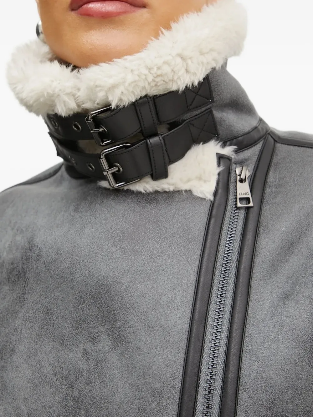 Liu •jo Belted Shealing Jacket In Gray