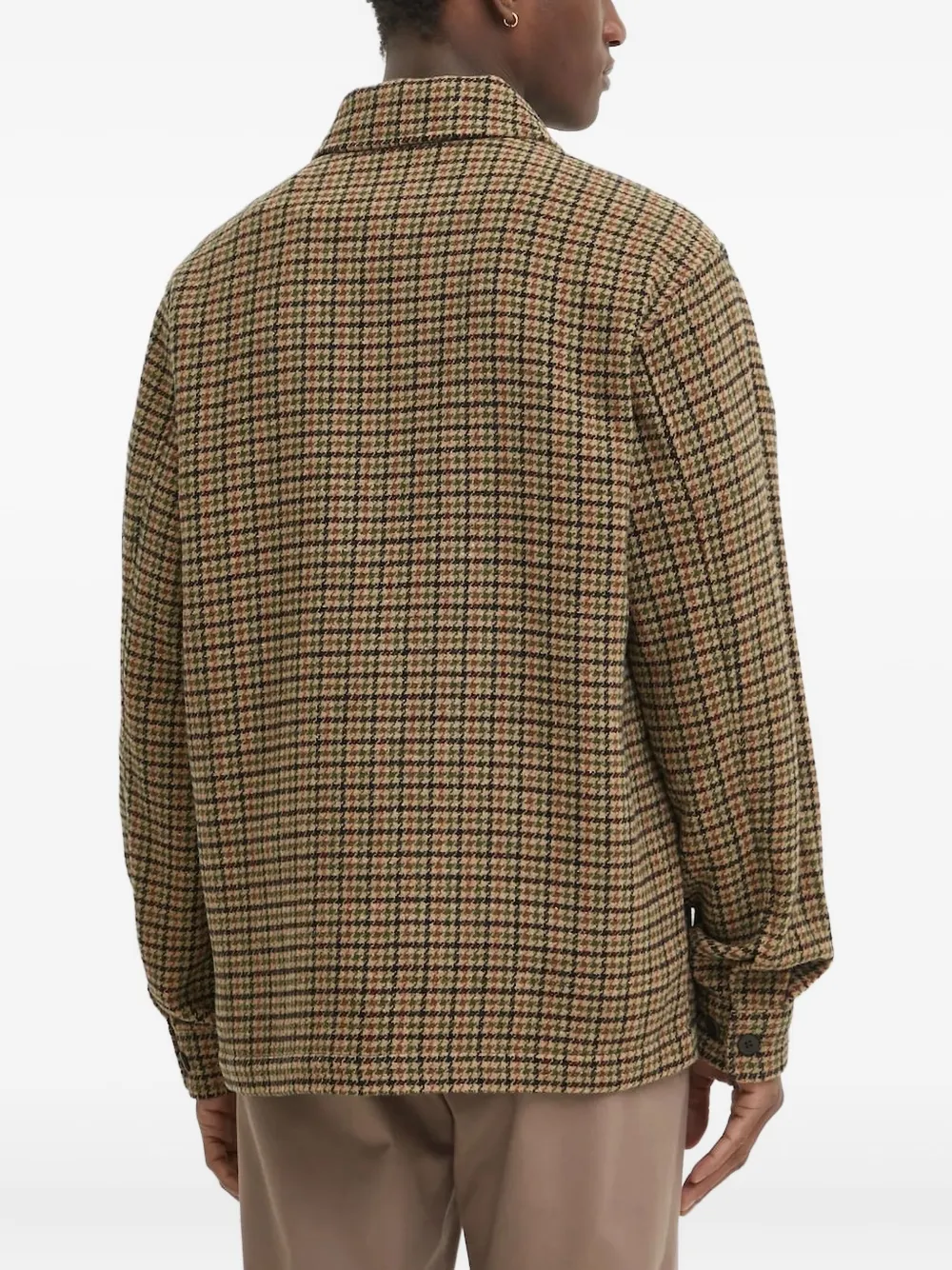 Les Deux Houndstooth Wool Shirt In Brown