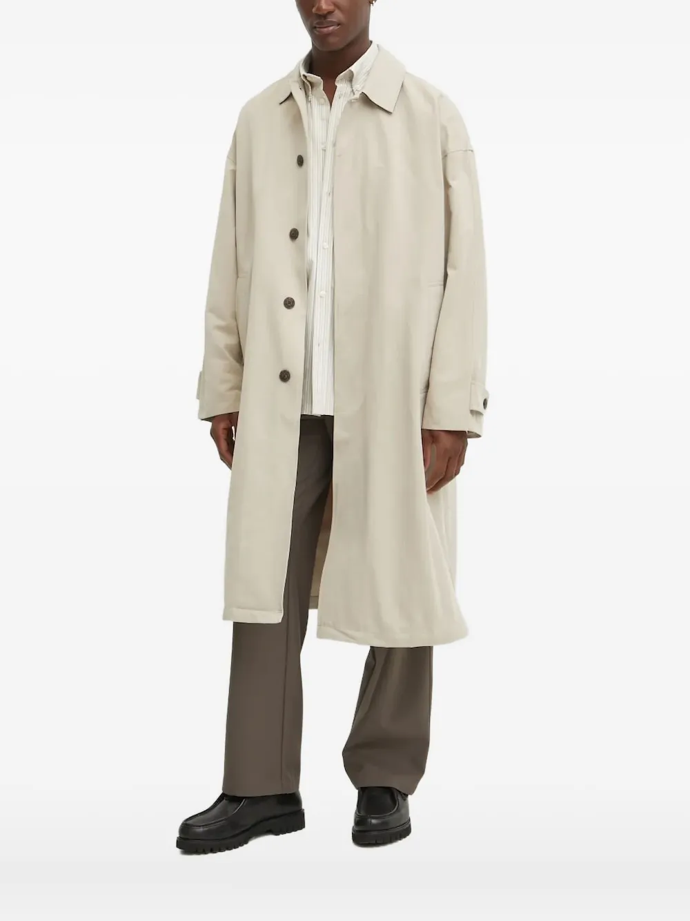 Les Deux Button-fastening Trench Coat In Neutral