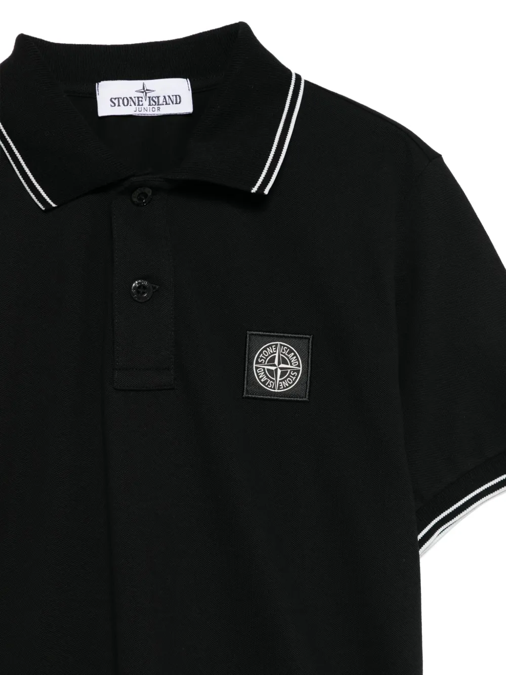 Stone Island Junior Poloshirt met patch Zwart