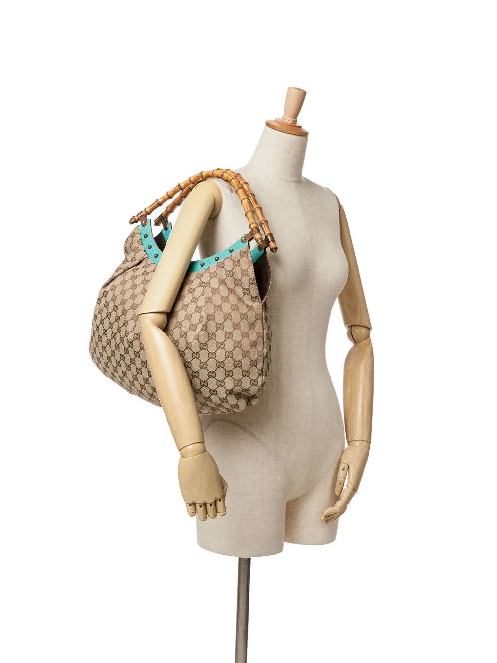 Gucci Pre-Owned 2000-2015 GG canvas Bamboo hobo tas met studs - Blauw