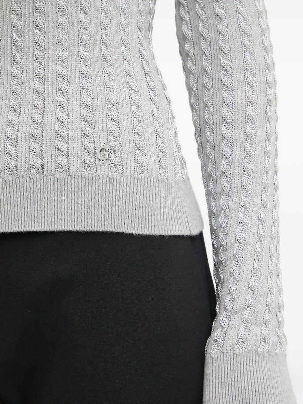 Guess Usa Cable-knit Sweater In Gray