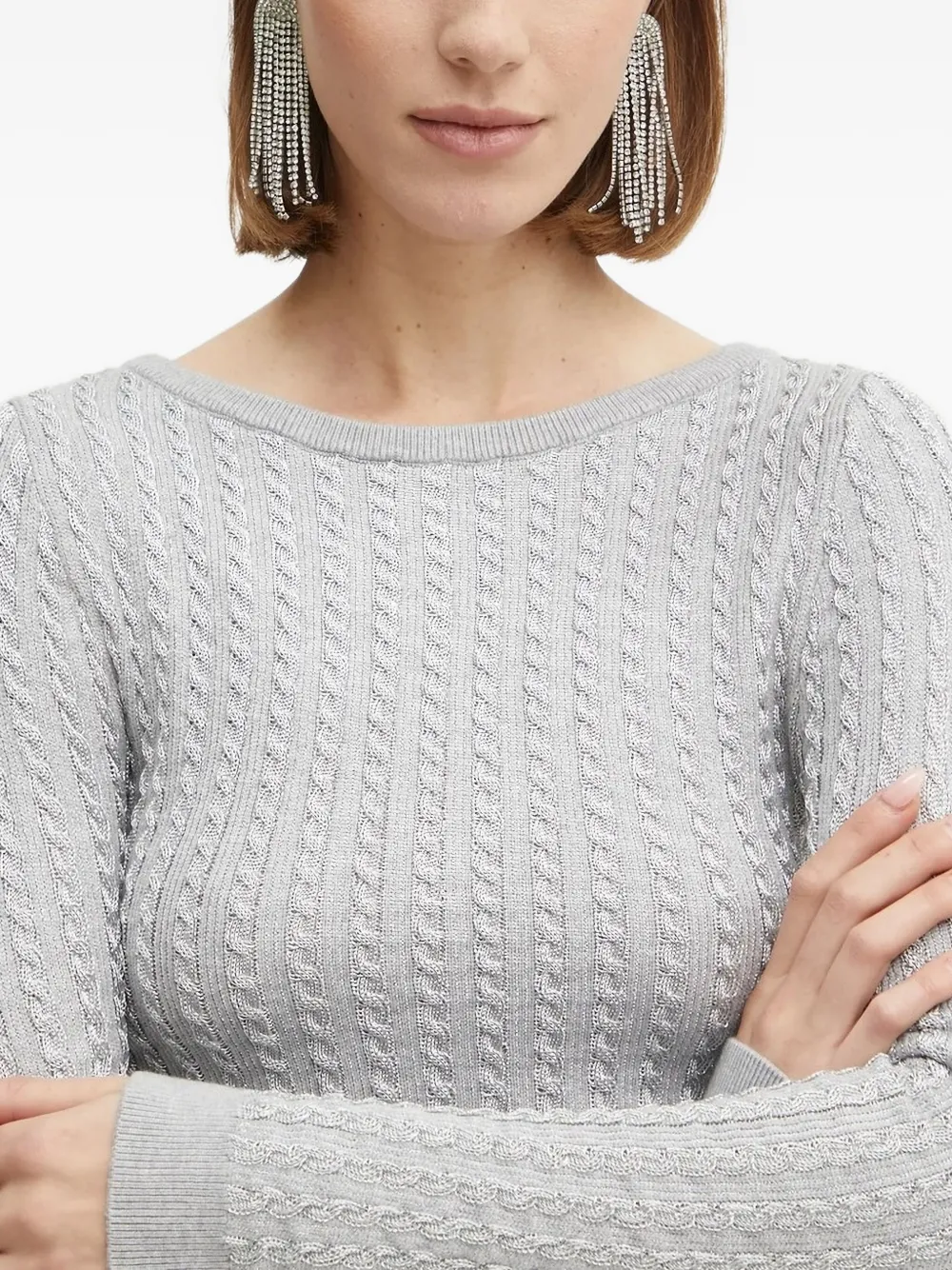 Guess Usa Cable-knit Sweater In Gray