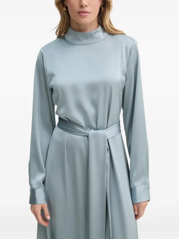 Gestuz Midi-jurk Met Col En Ceintuur Blauw FARFETCH NL