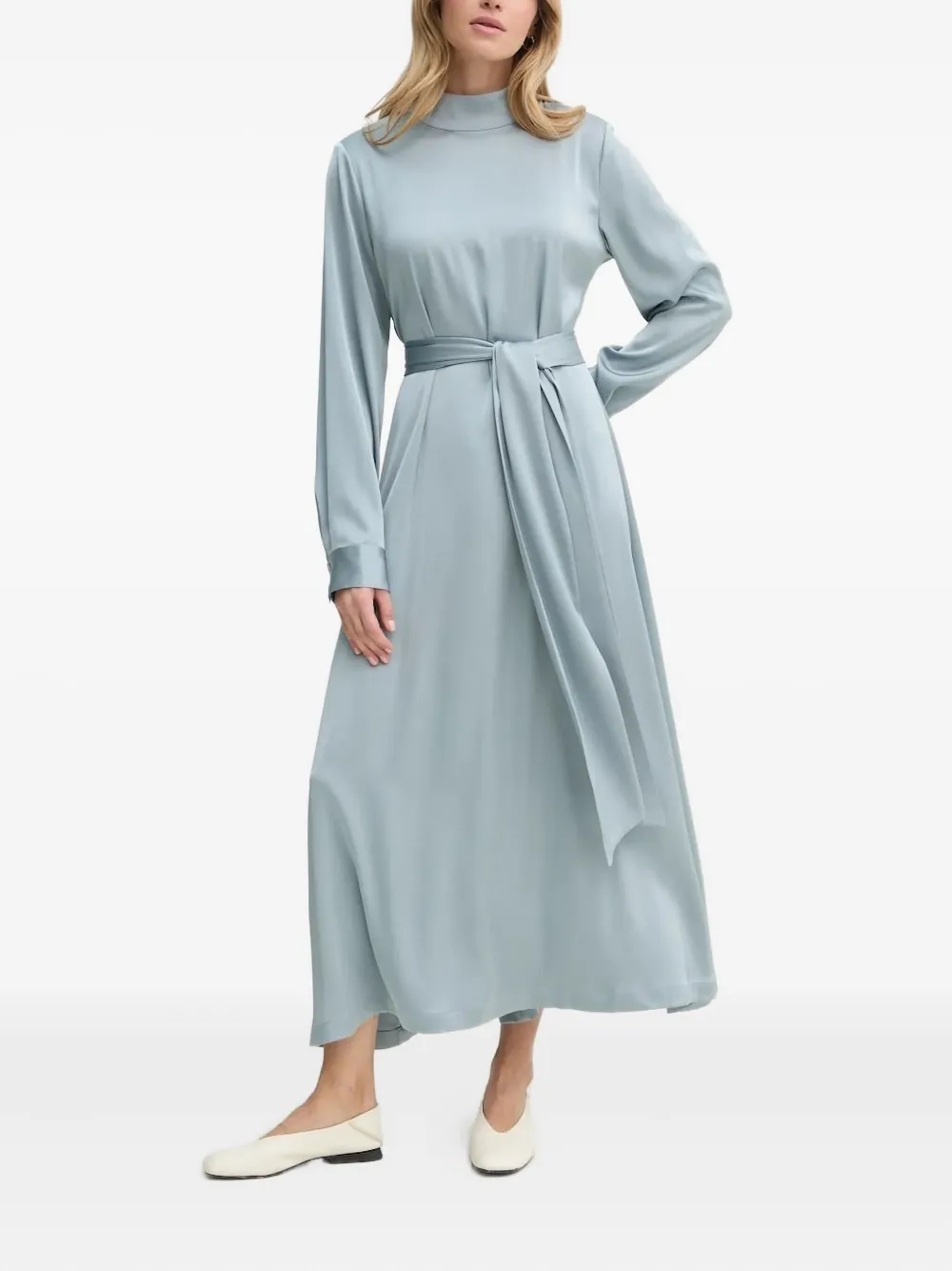 Gestuz mock-neck belted midi dress | Blue | Image 1