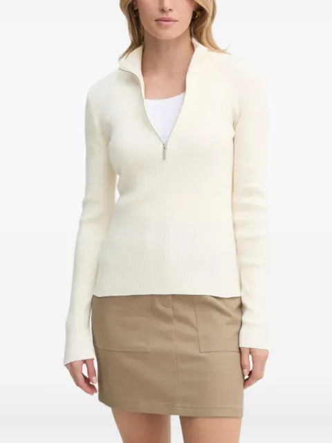 Gestuz ribbed zip-front jumper
