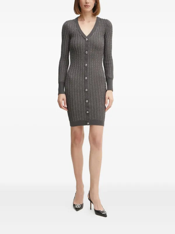 guess grey sweater dress USA cable-knit button-front Midi | REC_WEEK22